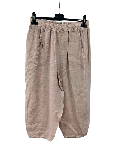 New Ladies Italian Linen Barrel Leg Trousers With Elasticated Waist