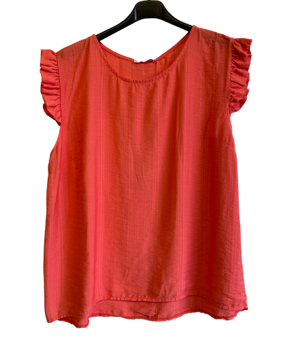 Button Back Summer Frill Cap Sleeve Plain Vest Tops