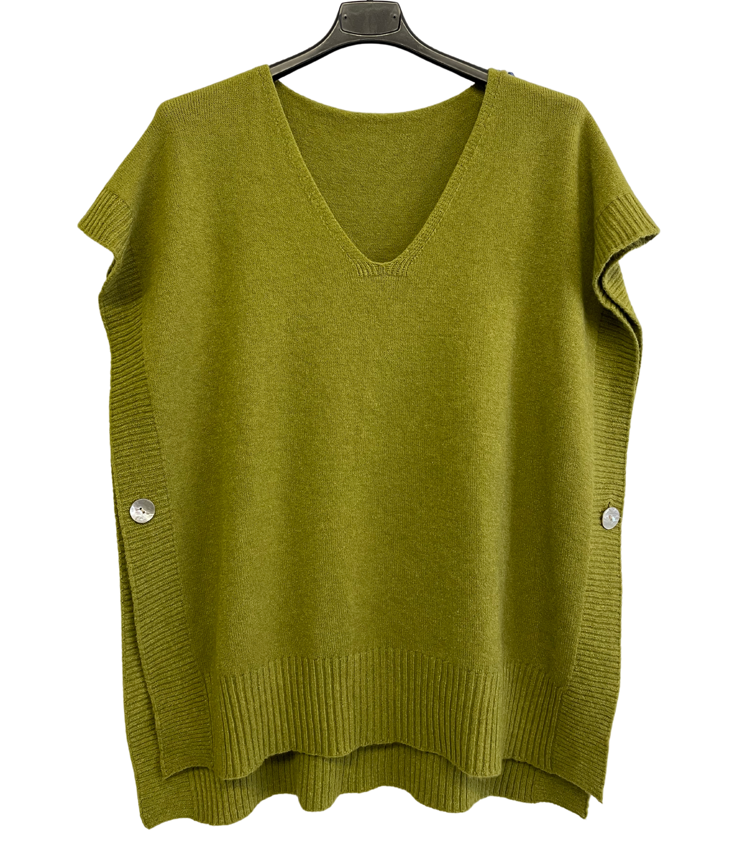 Brand New Autumn 24’ Italian Womens Soft Knitted Sleeveless Button Design V Neck Tank Top