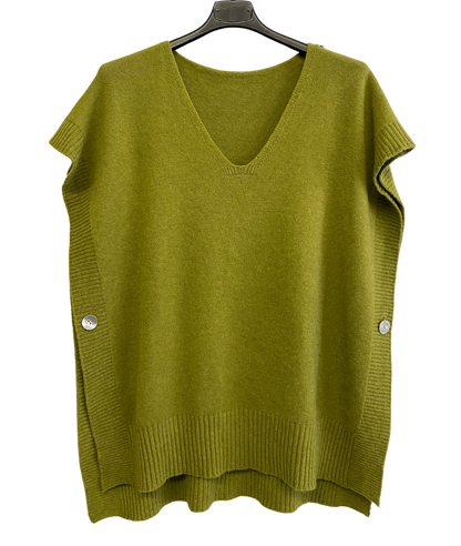 Brand New Autumn 24’ Italian Womens Soft Knitted Sleeveless Button Design V Neck Tank Top