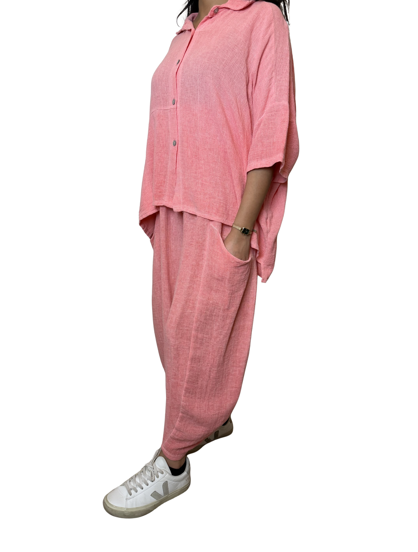 Linen Blend Co-Ord Set – Shirt & Trousers