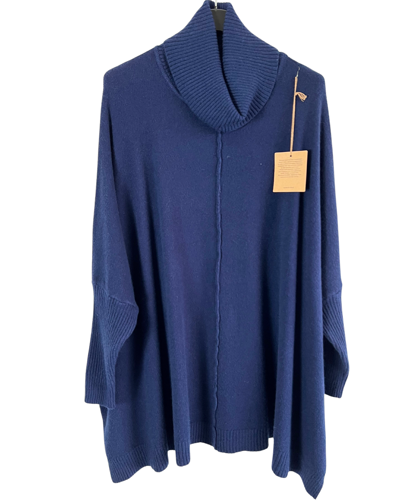 Womens Italian Oversized Cowl Neck Box Shaped Jumper with Exposed Seam Detail