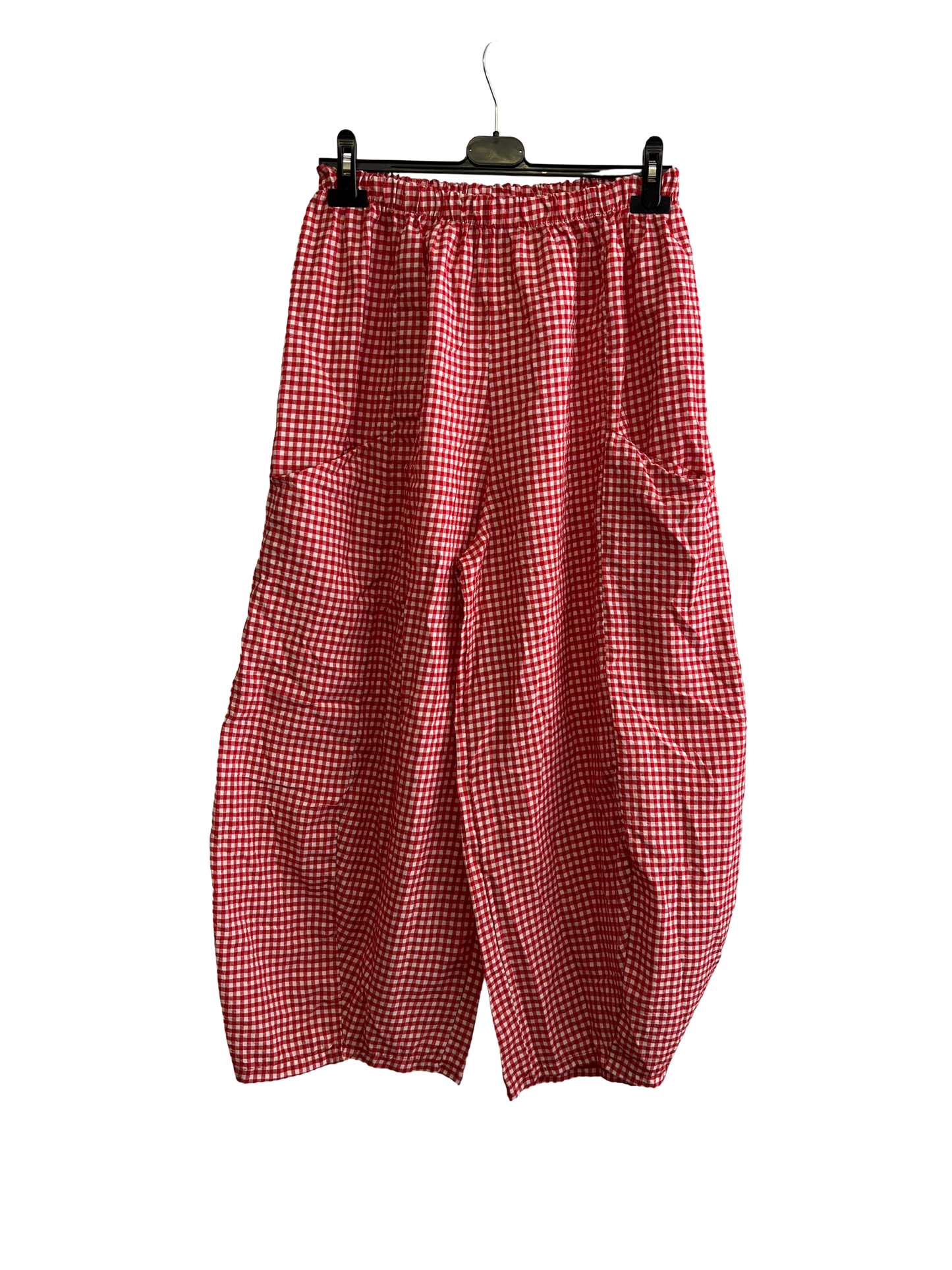 New Summer 26' Ladies Casual Italian Lightweight Gingham Barrel Leg Trousers