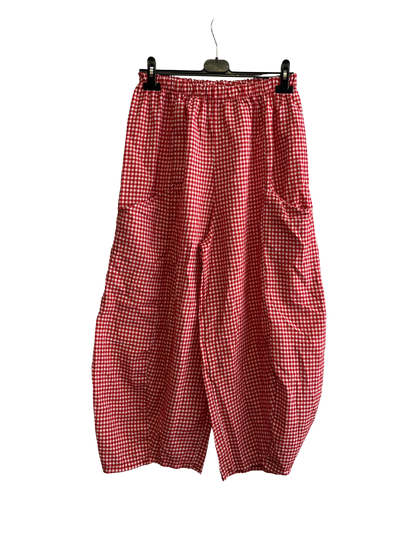 New Summer 26' Ladies Casual Italian Lightweight Gingham Barrel Leg Trousers