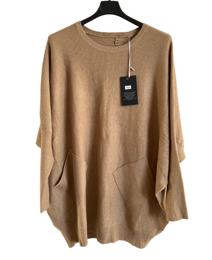 Brand New Womens Lagenlook Italian Plait Back Design 2 Pocket Jumper