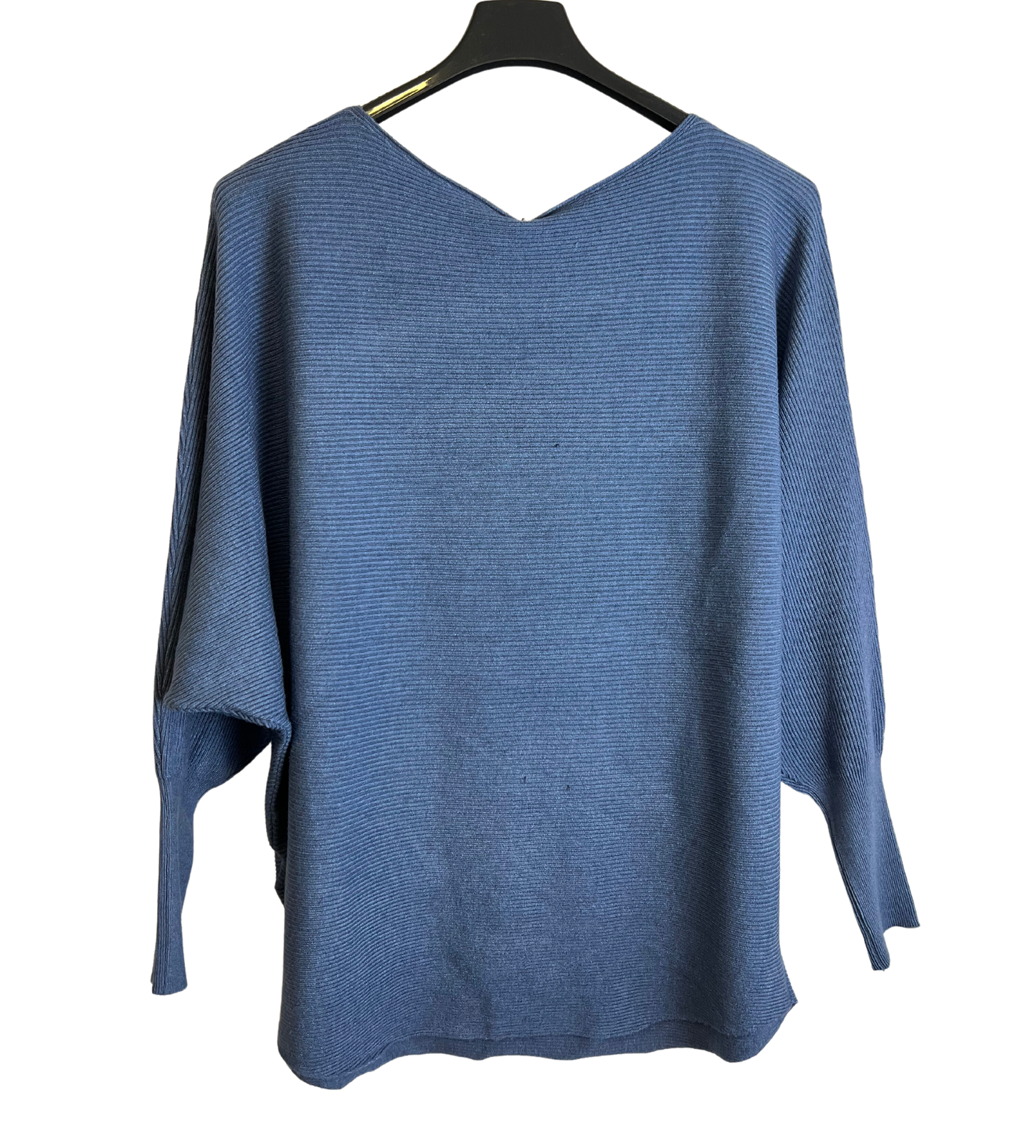 Sequin Star Batwing Sleeve Fine Knit Jumper in Denim Blue