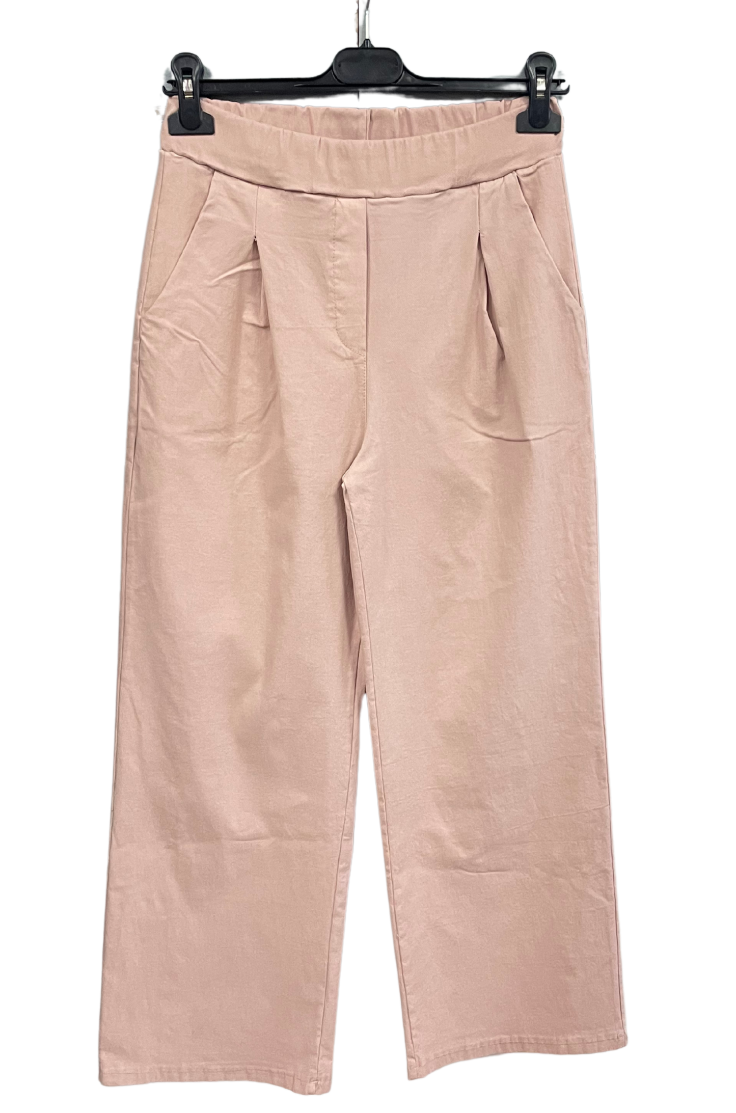 Brand New Womens All Season Italian Stretchy Wide Leg Magic Pants Trousers in Pale Pink