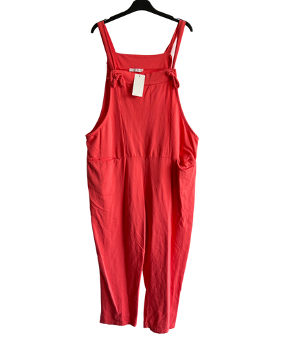 Knot Design 2 Pocket Plain Dungarees In Coral