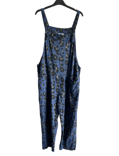 Brand New Womens Lagenlook 2 Pocket Animal Leopard Print Cotton Summer Dungarees