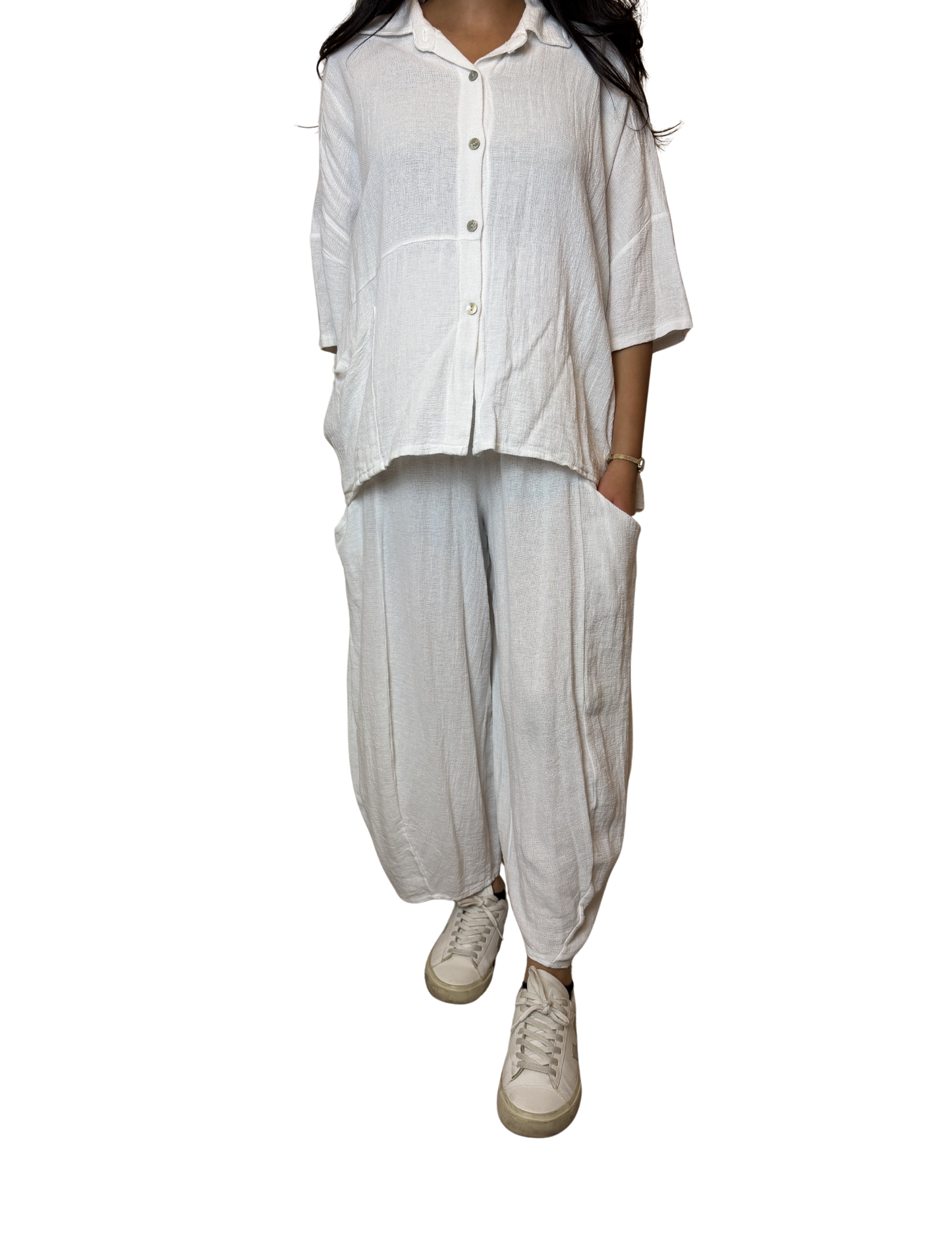Linen Blend Co-Ord Set – Shirt & Trousers