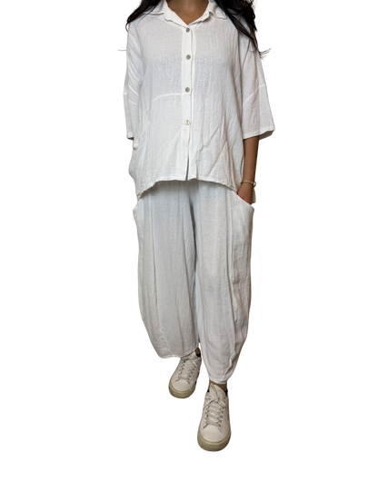 Linen Blend Co-Ord Set – Shirt & Trousers