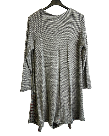 Lagenlook Italian Knitted Long Sleeve Knee Length Tunic Dress in Grey