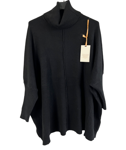 Womens Italian Oversized Cowl Neck Box Shaped Jumper with Exposed Seam Detail