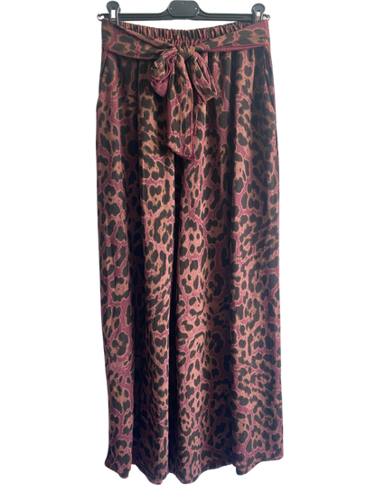 Brand New Womens Animal Print  Wide Leg Palazzo Elasticated Waistband Trousers