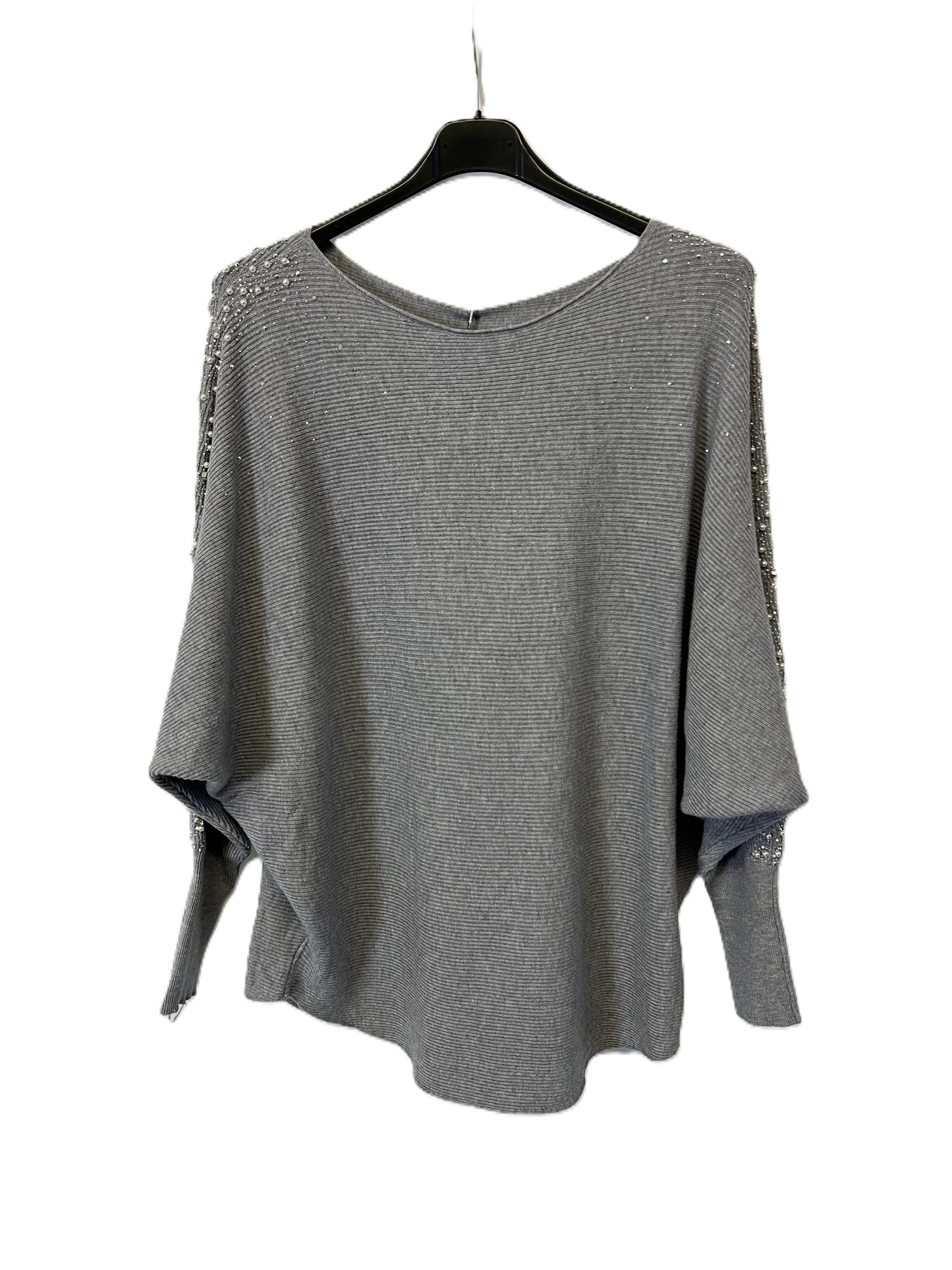 Brand New Womens Ladies Lagenlook Pearl Diamante Sparkly Batwing Sleeve Jumper