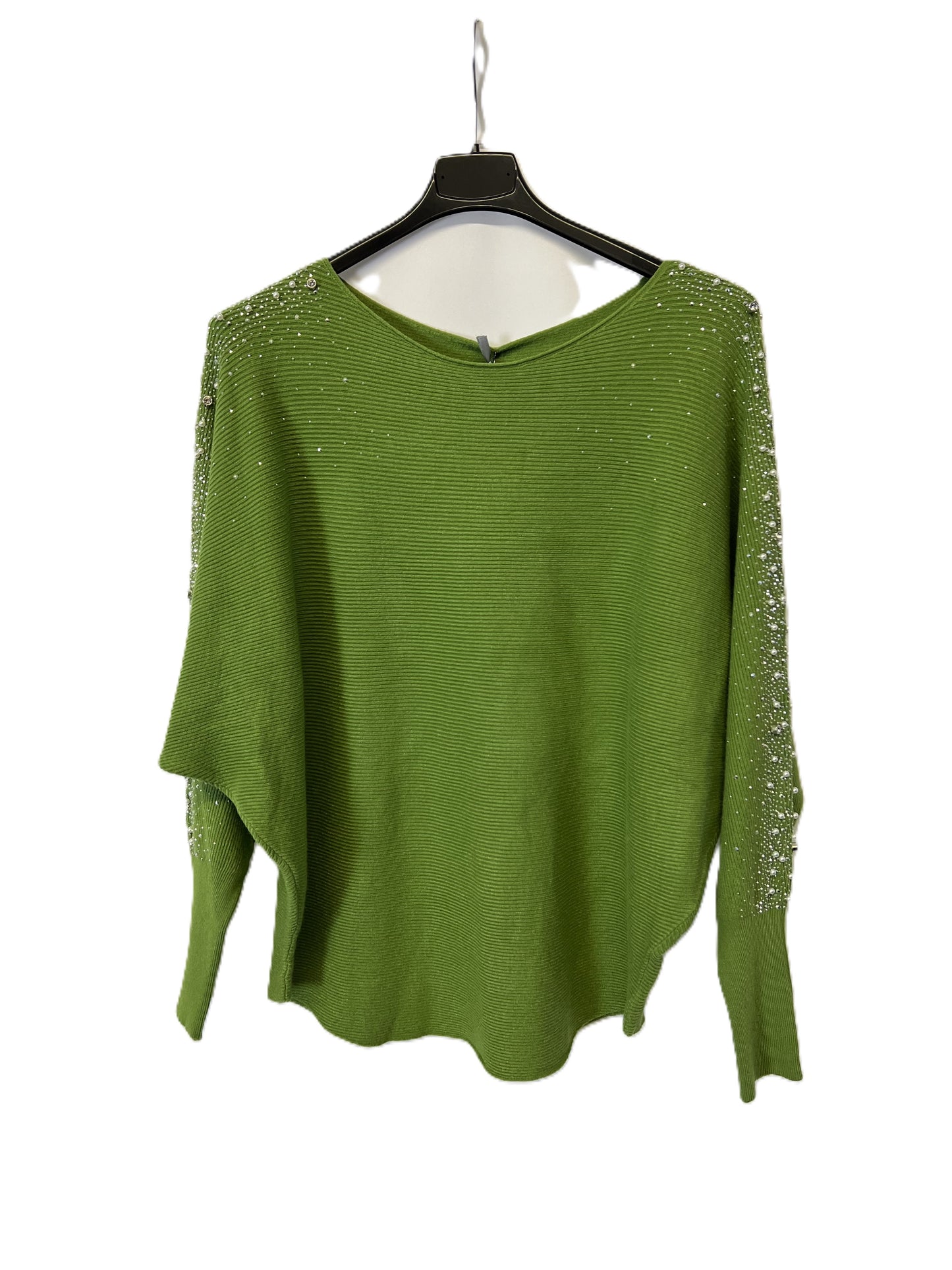 Brand New Womens Ladies Lagenlook Pearl Diamante Sparkly Batwing Sleeve Jumper