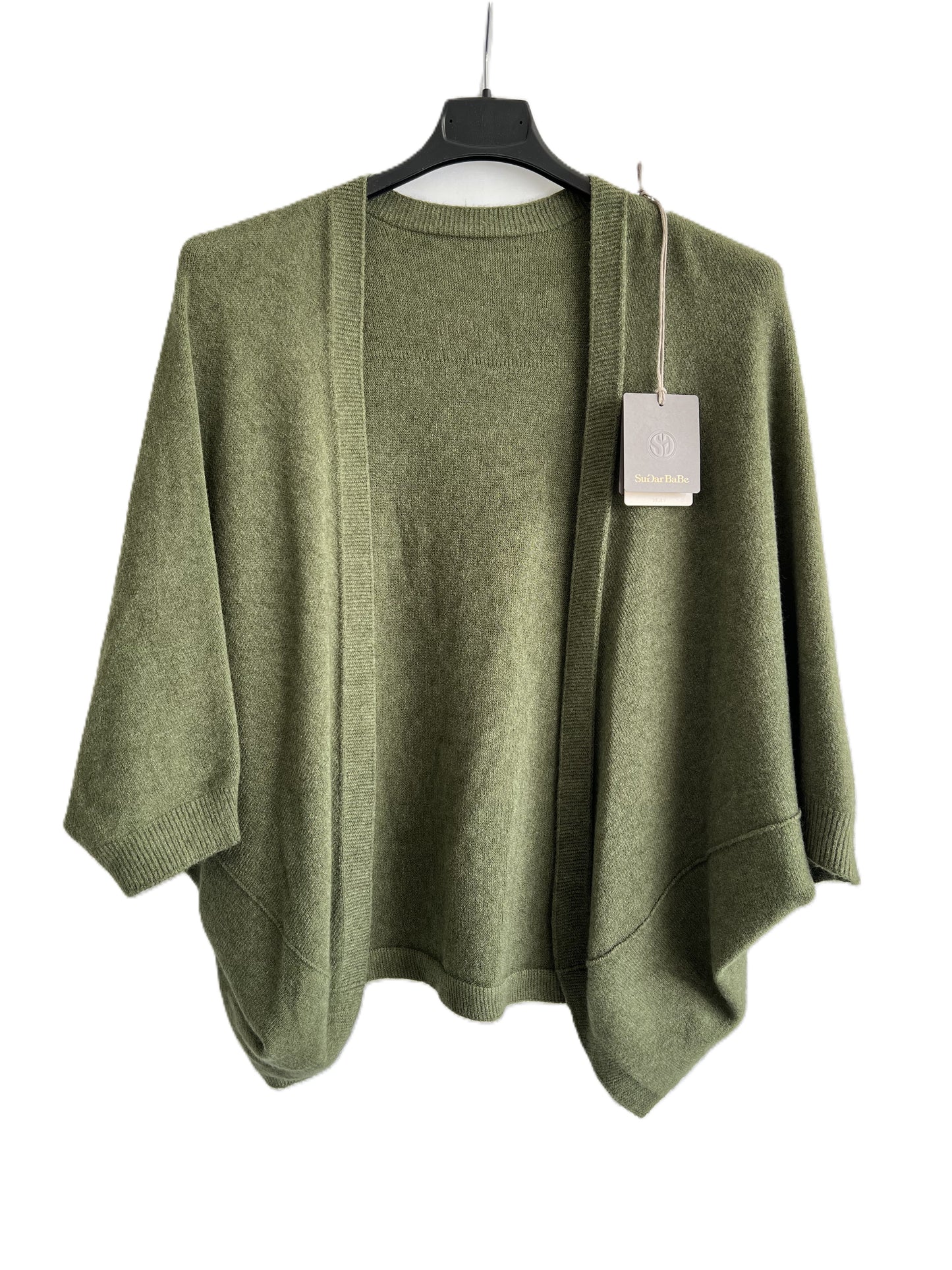 Brand New Womens Italian Lagenlook Soft Knit Open Front Short Cardigan