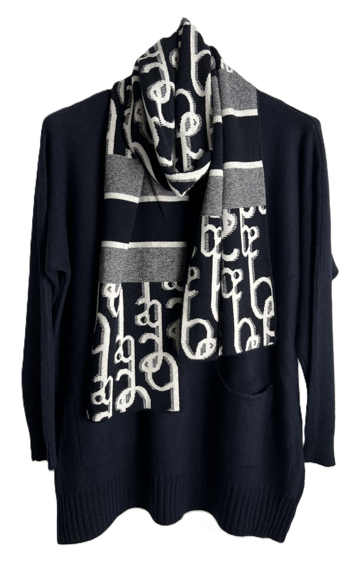 Brand New Womens Italian Knitted Long Sleeved Matching Jumper and Scarf Set