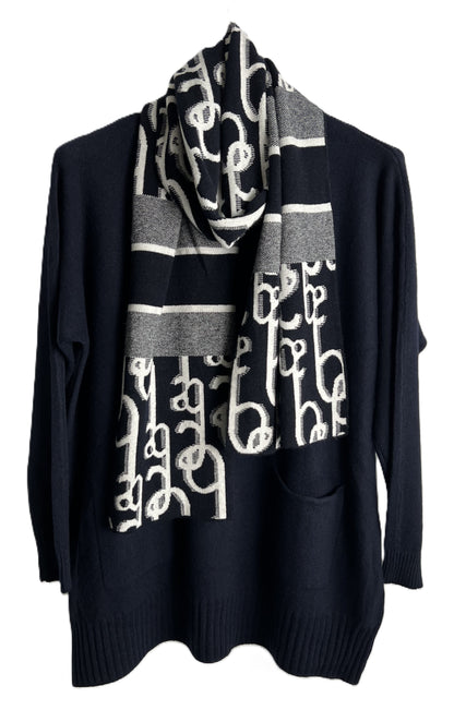 Brand New Womens Italian Knitted Long Sleeved Matching Jumper and Scarf Set