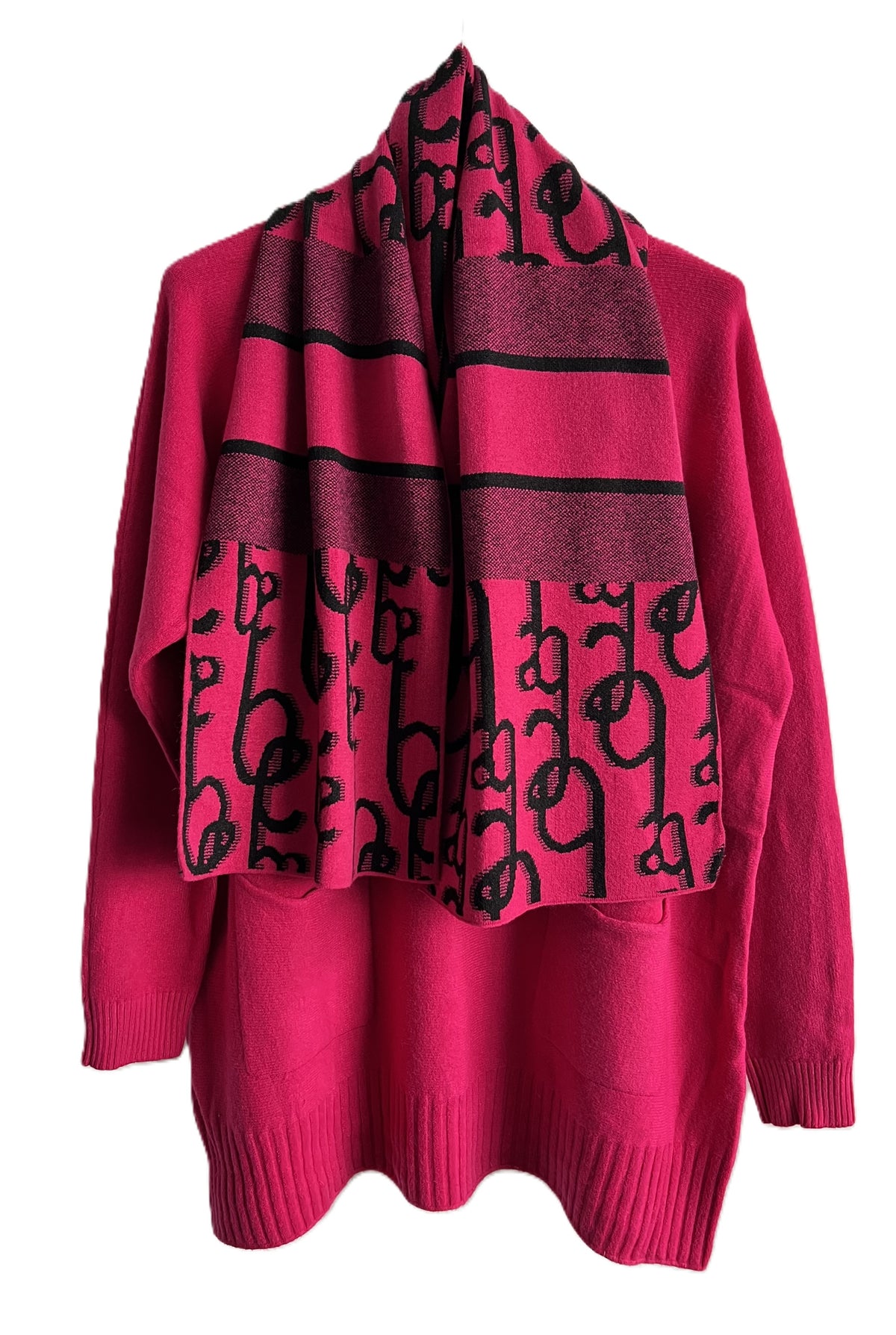 Brand New Womens Italian Knitted Long Sleeved Matching Jumper and Scarf Set