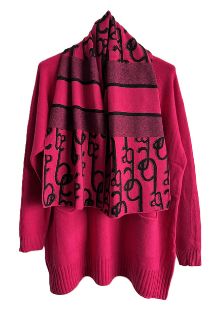 Brand New Womens Italian Knitted Long Sleeved Matching Jumper and Scarf Set
