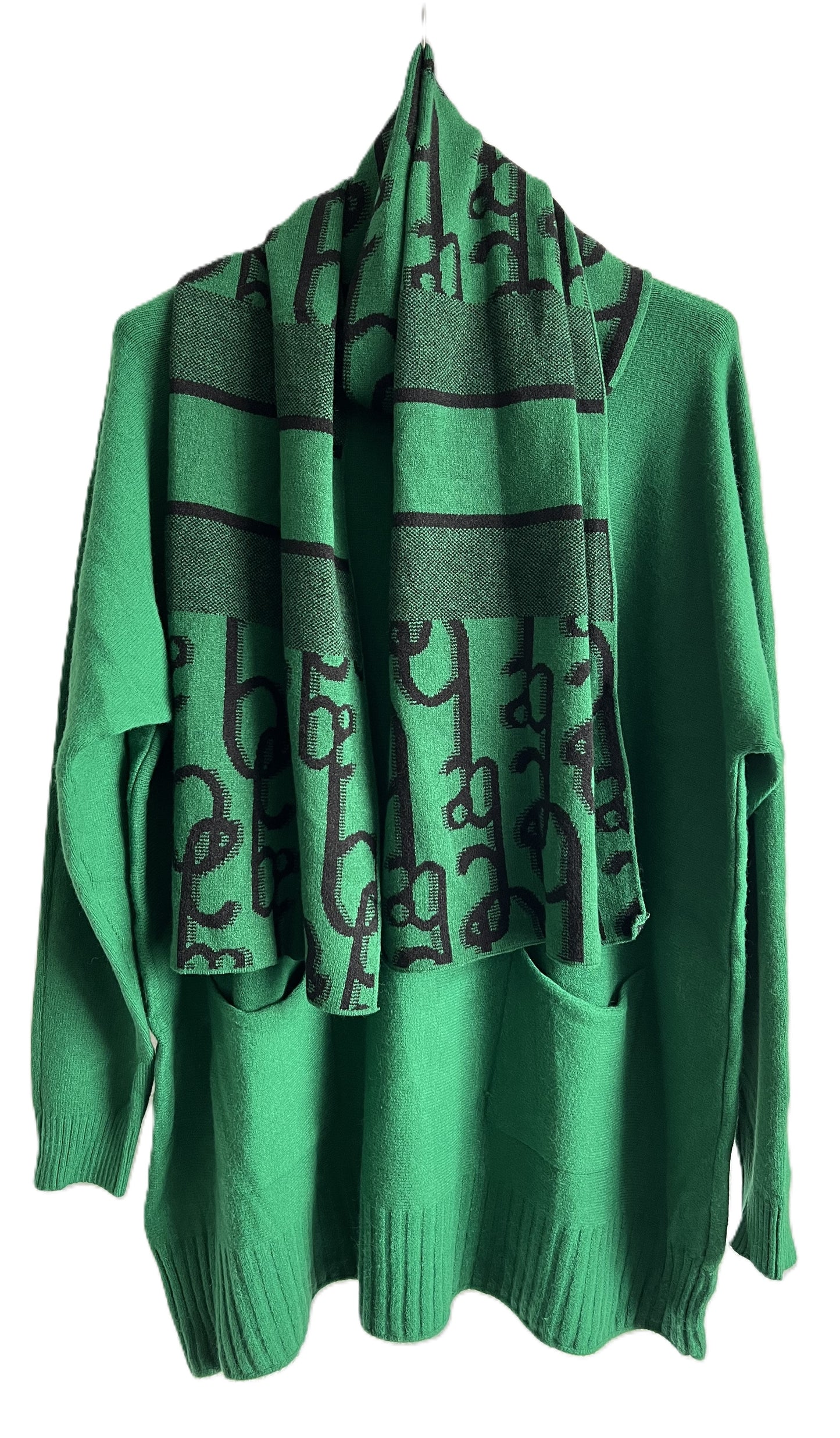 Brand New Womens Italian Knitted Long Sleeved Matching Jumper and Scarf Set