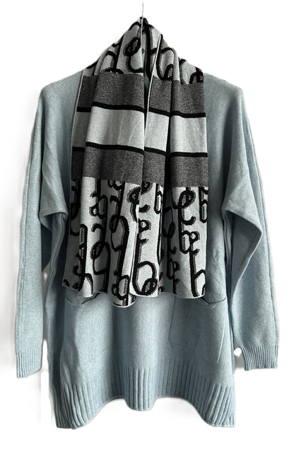 Brand New Womens Italian Knitted Long Sleeved Matching Jumper and Scarf Set