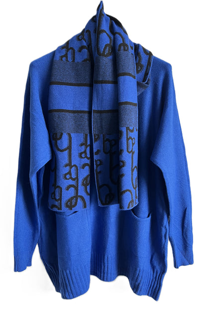 Brand New Womens Italian Knitted Long Sleeved Matching Jumper and Scarf Set
