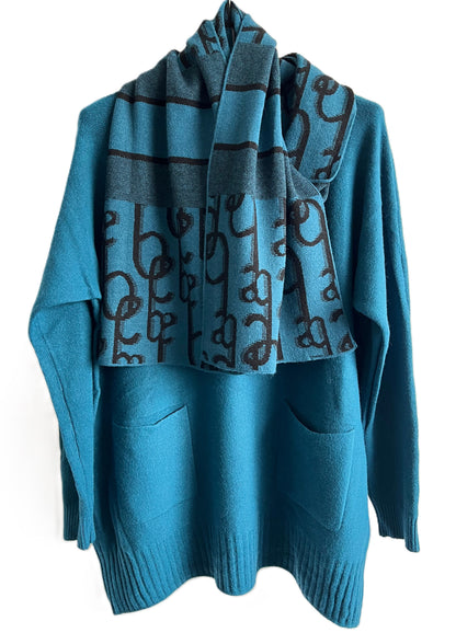 Brand New Womens Italian Knitted Long Sleeved Matching Jumper and Scarf Set