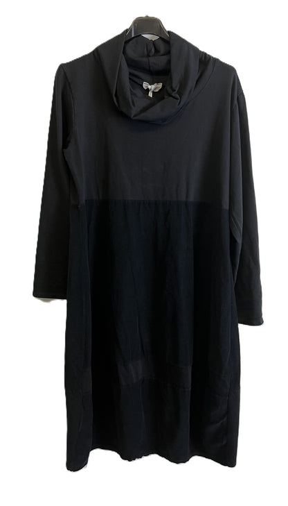 Brand New Ladies Italian Lagenlook Cowl Neck Long Sleeve Cord Panel Jersey Dress