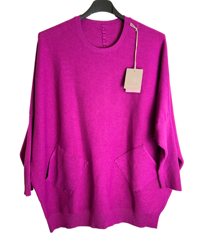 Brand New Womens Lagenlook Italian Plait Back Design 2 Pocket Jumper