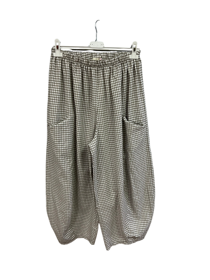New Summer 26' Ladies Casual Italian Lightweight Gingham Barrel Leg Trousers