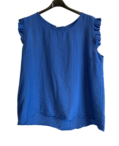 Button Back Summer Frill Cap Sleeve Plain Vest Tops