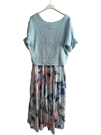 New Womens Summer 26' 2 Piece Sleeveless Floral Lined Maxi Dresses with Crop Top
