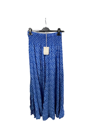 New Ladies Italian Leaf Print Wide Leg Elasticated Waist Summer Palazzo Trousers
