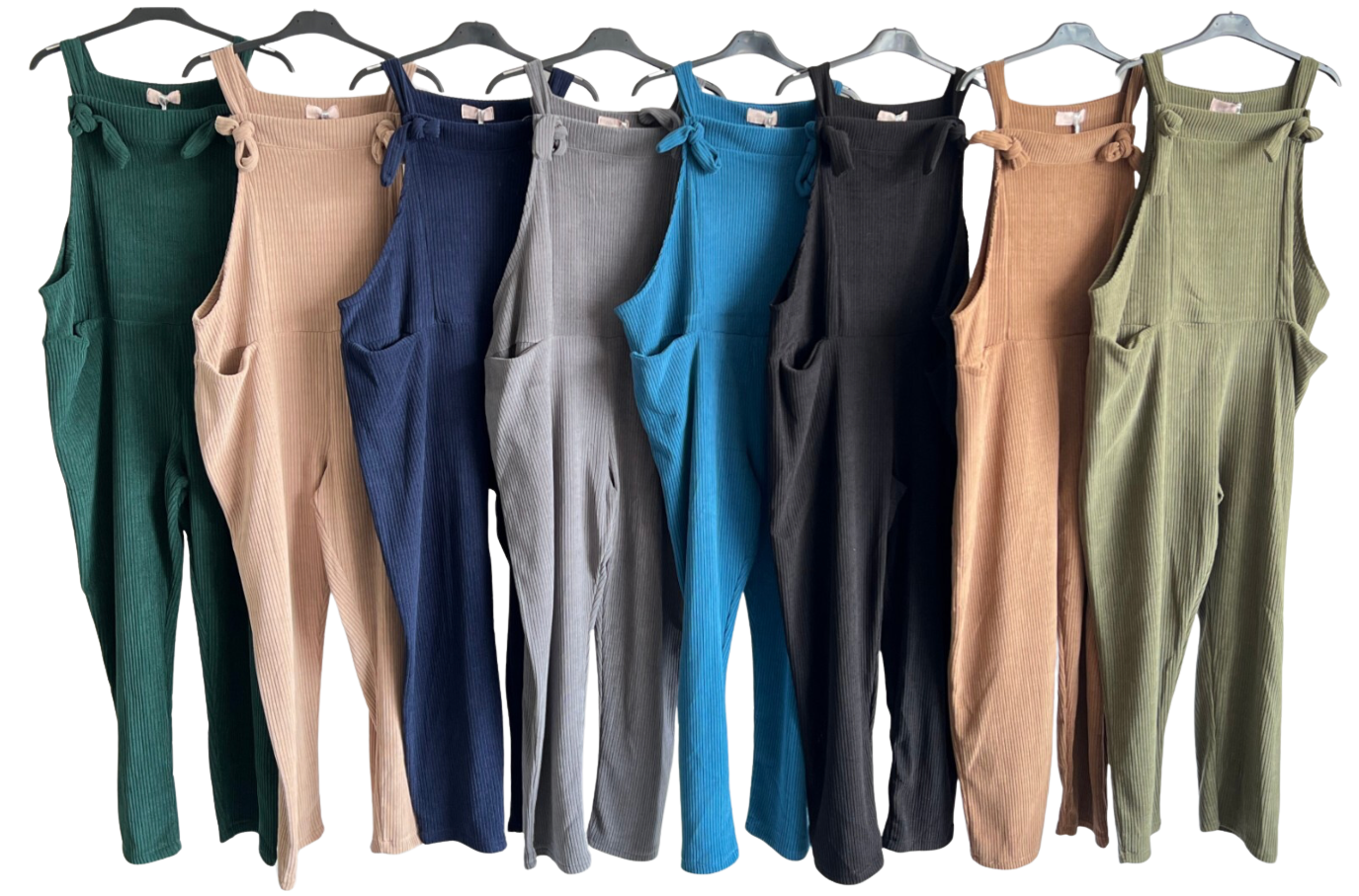 Brand New Womens 2 Pocket Front Tie Cord Stretchy Dungarees
