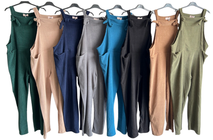 Brand New Womens 2 Pocket Front Tie Cord Stretchy Dungarees