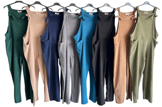 Brand New Womens 2 Pocket Front Tie Cord Stretchy Dungarees
