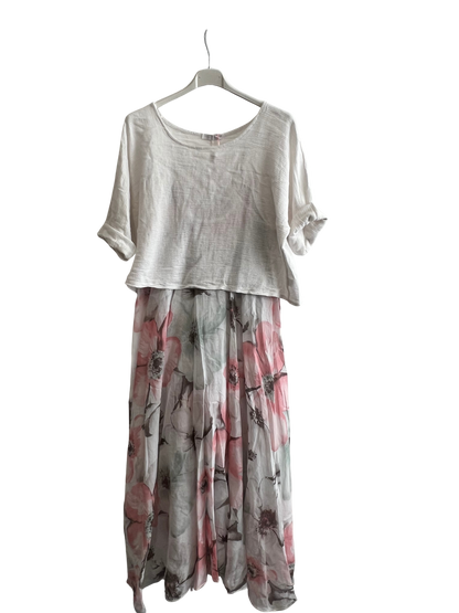 New Womens Summer 26' 2 Piece Sleeveless Floral Lined Maxi Dresses with Crop Top