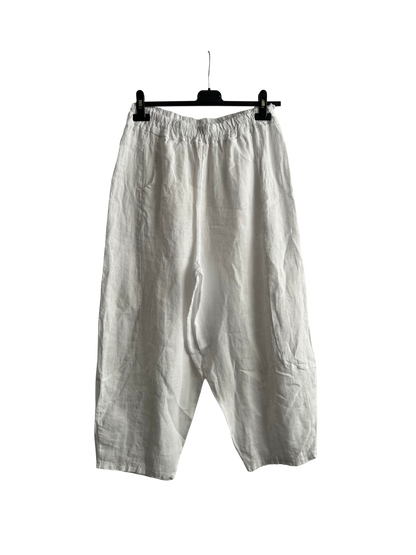 New Ladies Italian Linen Barrel Leg Trousers With Elasticated Waist