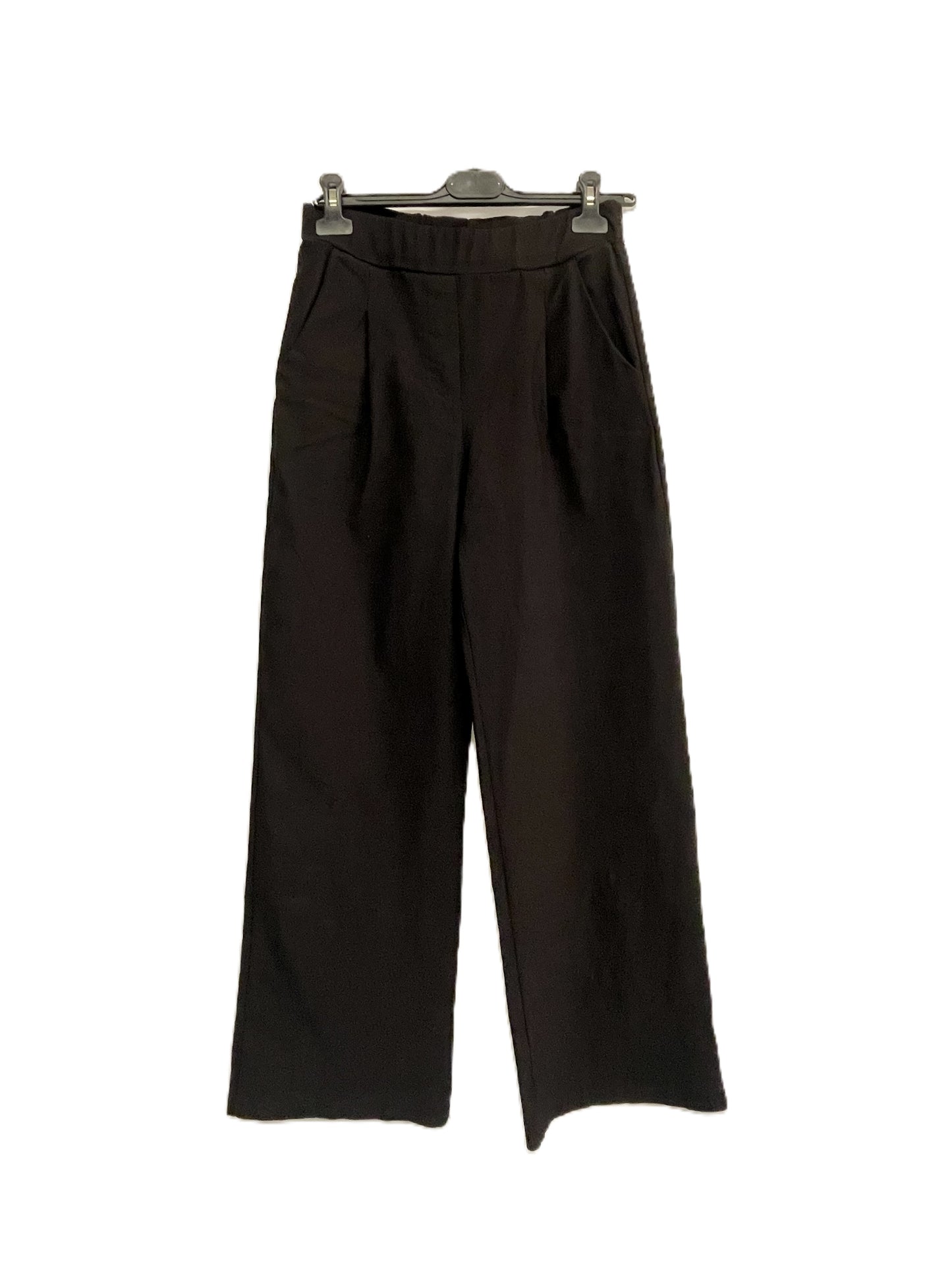 Brand New Womens All Season Italian Stretchy Wide Leg Magic Pants Trousers in Black