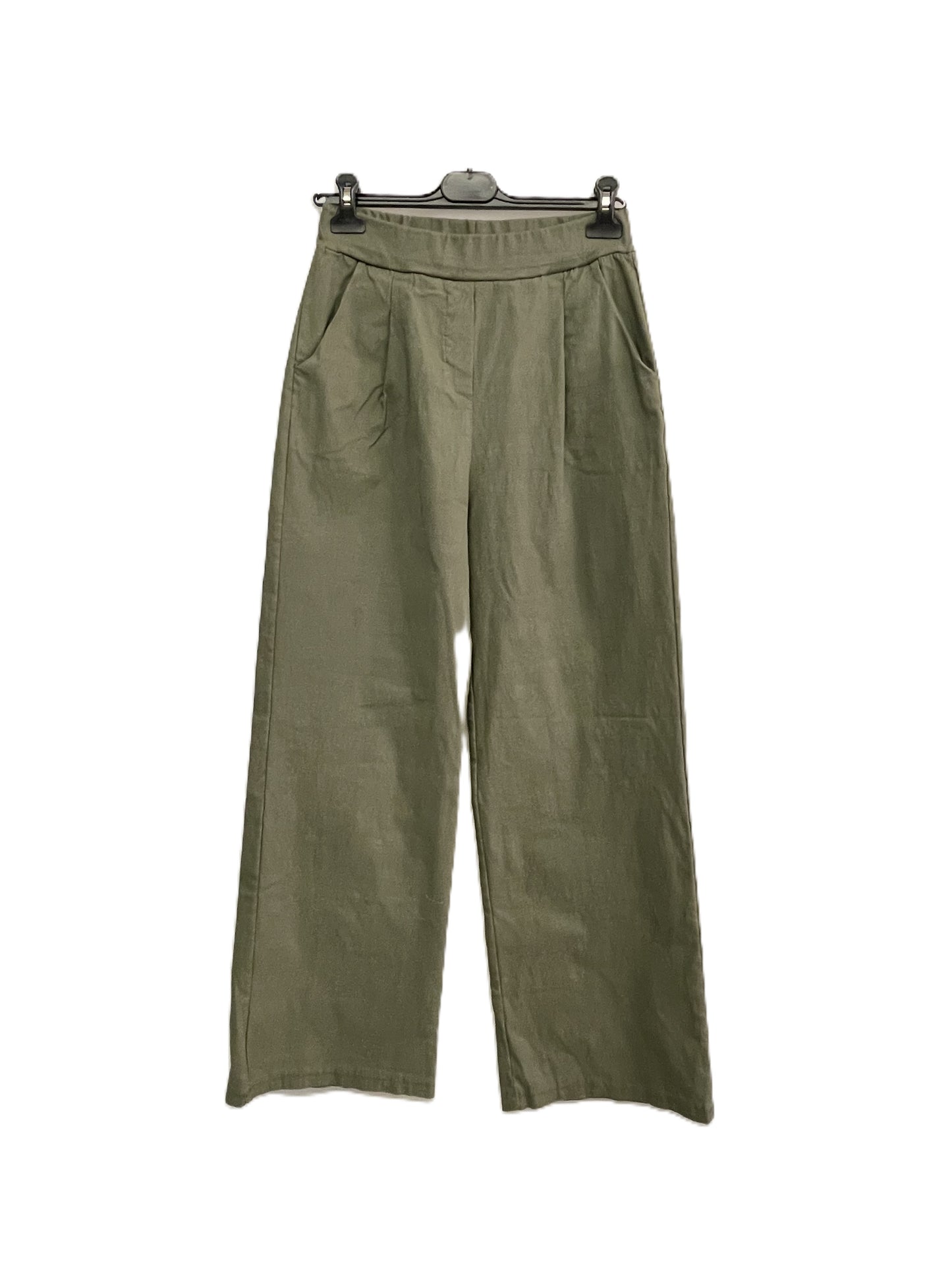 Brand New Womens All Season Italian Stretchy Wide Leg Magic Pants Trousers in Khaki