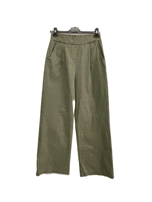 Brand New Womens All Season Italian Stretchy Wide Leg Magic Pants Trousers in Khaki
