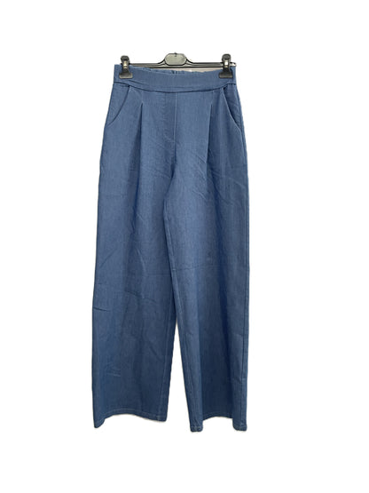 Womens All Seasons Italian Wide Leg Smart Denim Stretchy Magic Pants Trousers