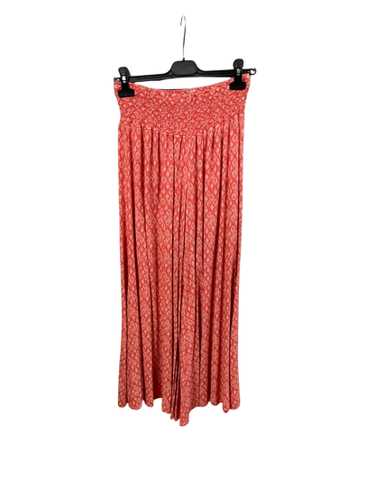 New Ladies Italian Leaf Print Wide Leg Elasticated Waist Summer Palazzo Trousers