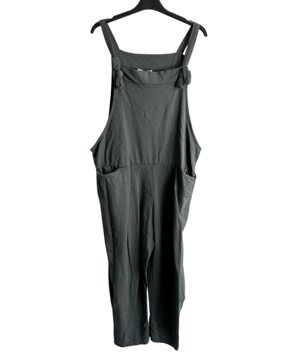 Brand New Ladies Italian Lagenlook Plain Jersey Casual 2 Pocket Dungarees