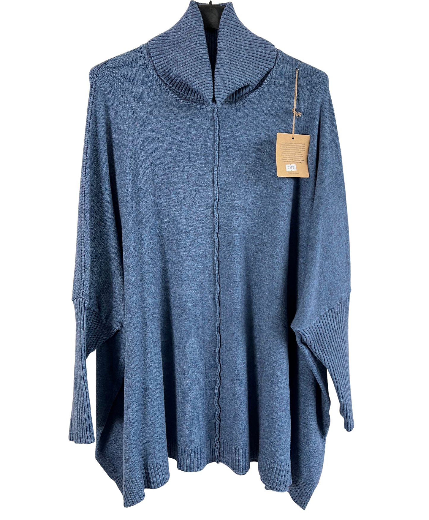 Womens Italian Oversized Cowl Neck Box Shaped Jumper with Exposed Seam Detail