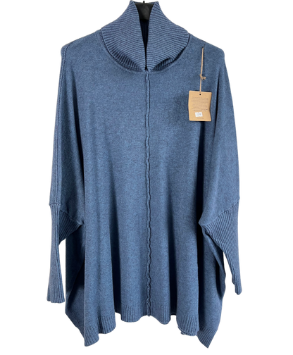 Womens Italian Oversized Cowl Neck Box Shaped Jumper with Exposed Seam Detail