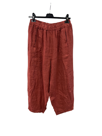 New Ladies Italian Linen Barrel Leg Trousers With Elasticated Waist