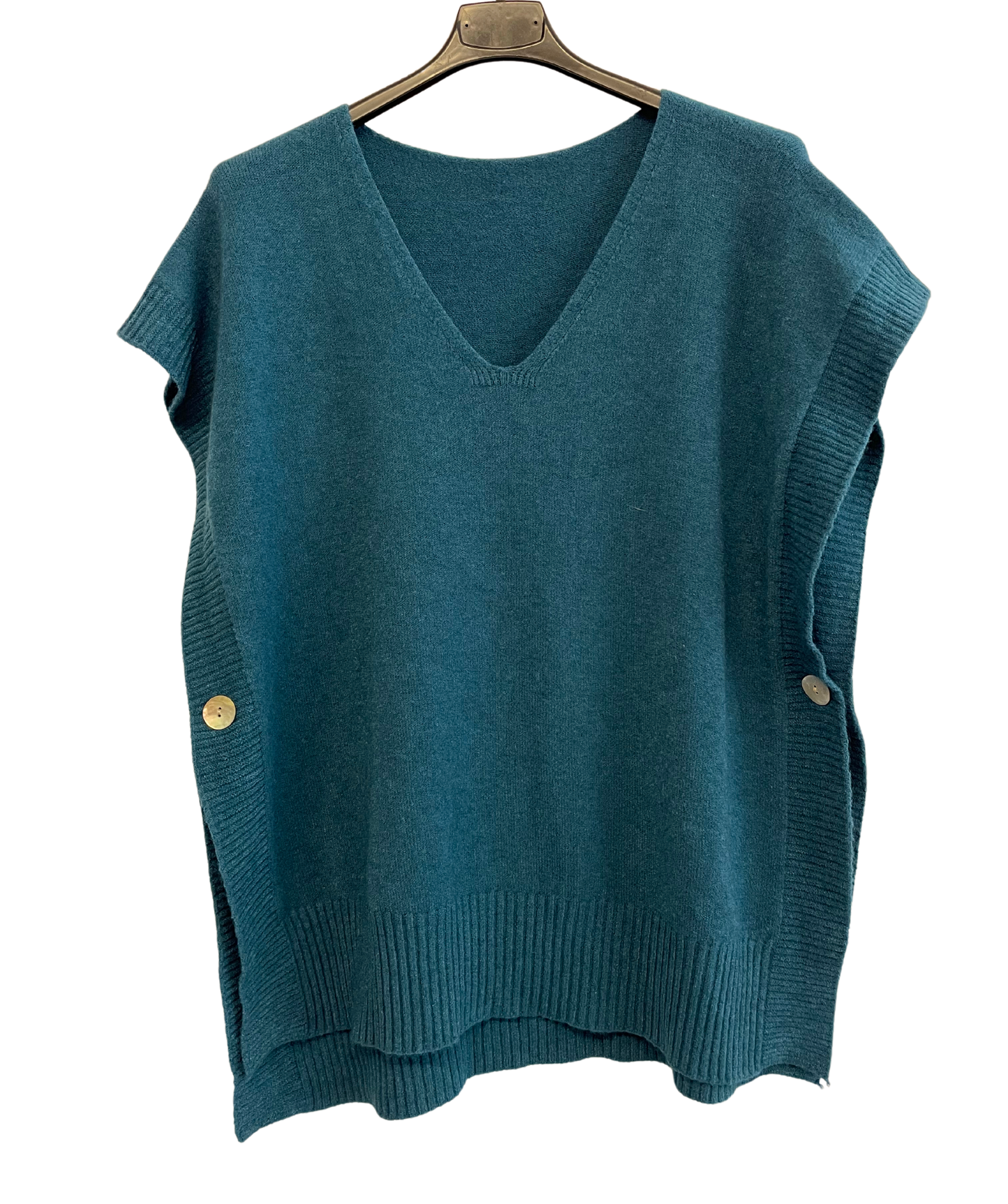 Brand New Autumn 24’ Italian Womens Soft Knitted Sleeveless Button Design V Neck Tank Top
